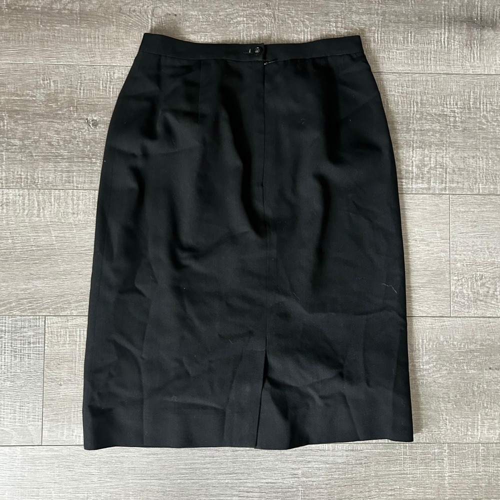 Brooks Brothers Black 100% Wool Pencil Midi Skirt Made in USA Size 8
